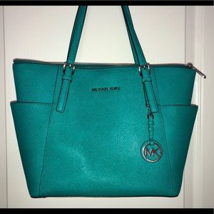 Teal Michael Kors Medium Jet Set Purse